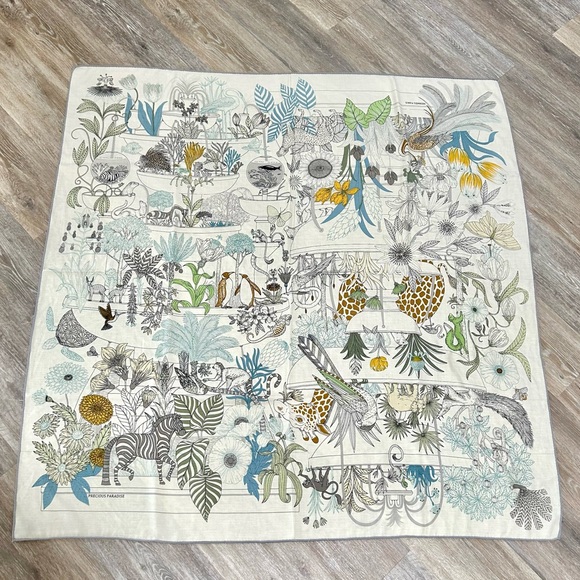 HERMES Precious Paradise Silk Scarf Carre 90 Multicolor - Picture 1 of 8